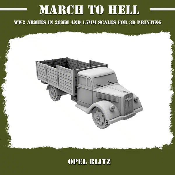 WW2 GERMAN ARMY (WEHRMACHT) OPEL BLITZ | 3DBreed 15mm Wargaming Miniatures
