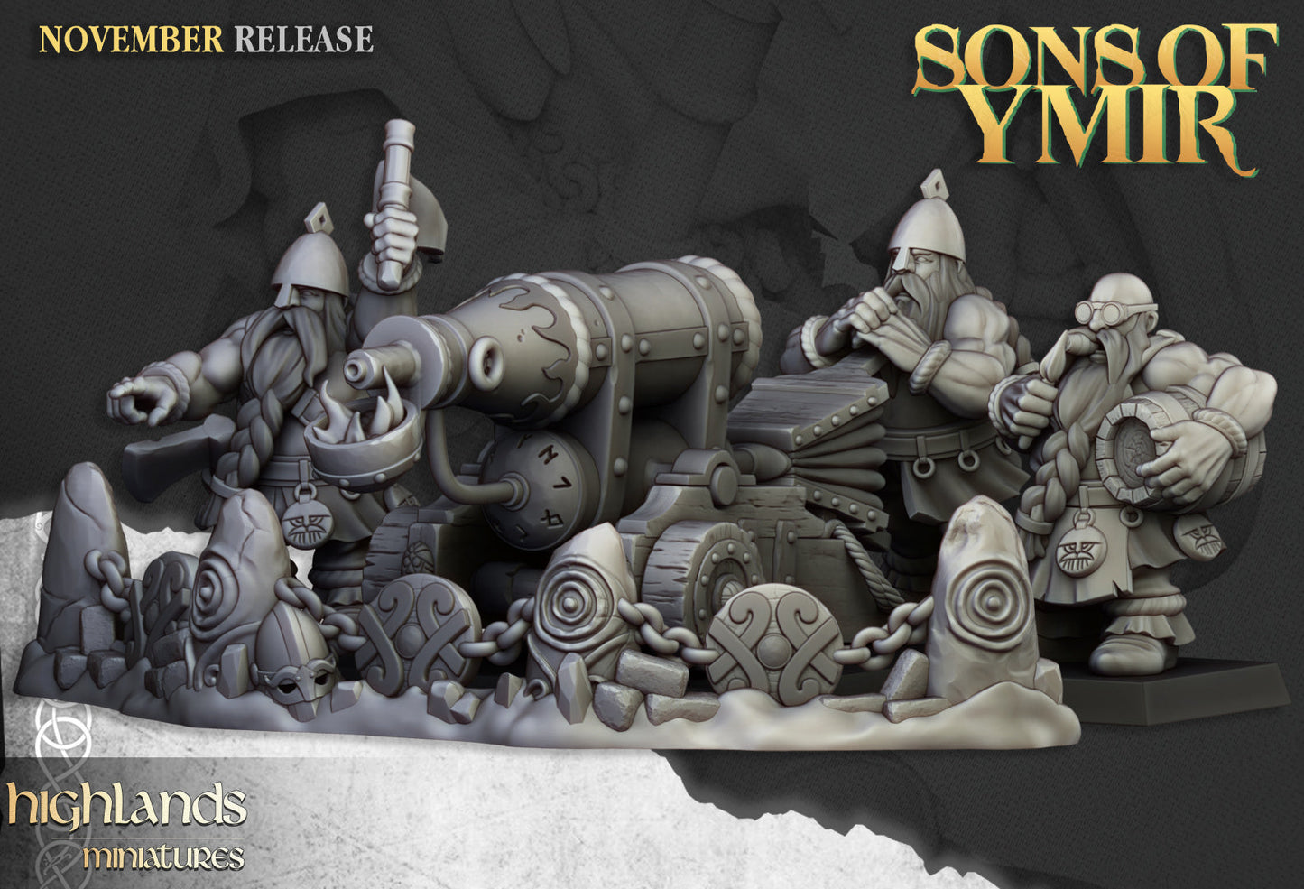 Sons Of Ymir Dwarven Flame Cannon | Highlands Miniatures 28/32mm Fantasy Wargaming Miniatures Role Playing Miniatures