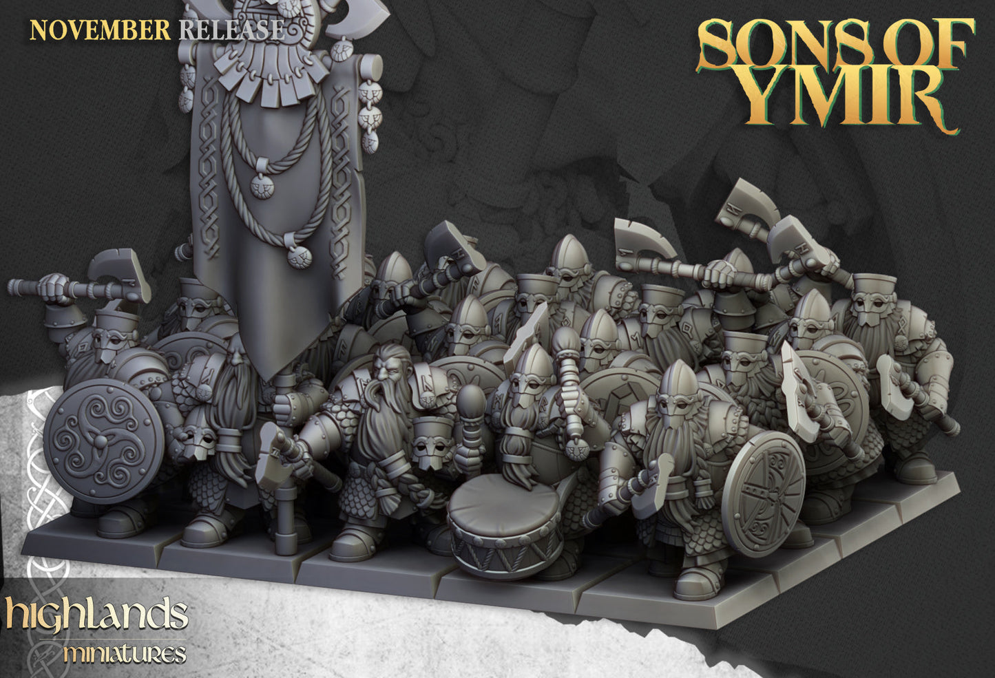 Sons Of Ymir Dwarven Huscarls | Highlands Miniatures 28/32mm Fantasy Wargaming Miniatures Role Playing Miniatures