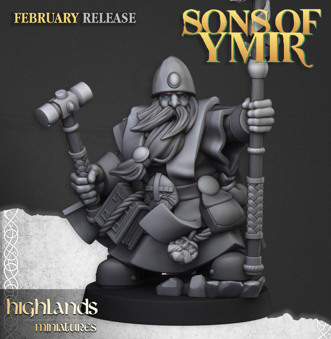 Sons Of Ymir Dwarven Runepriest 1 | Highlands Miniatures 28/32mm Fantasy Wargaming Miniatures Role Playing Miniatures