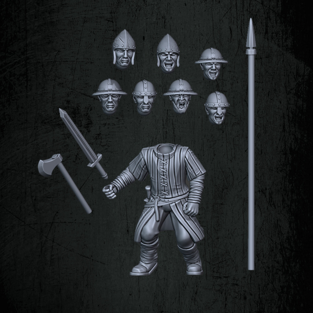 Kingdoms of Men Militia | Quartermaster3D 25mm Fantasy Wargaming Miniatures Role Playing Miniatures
