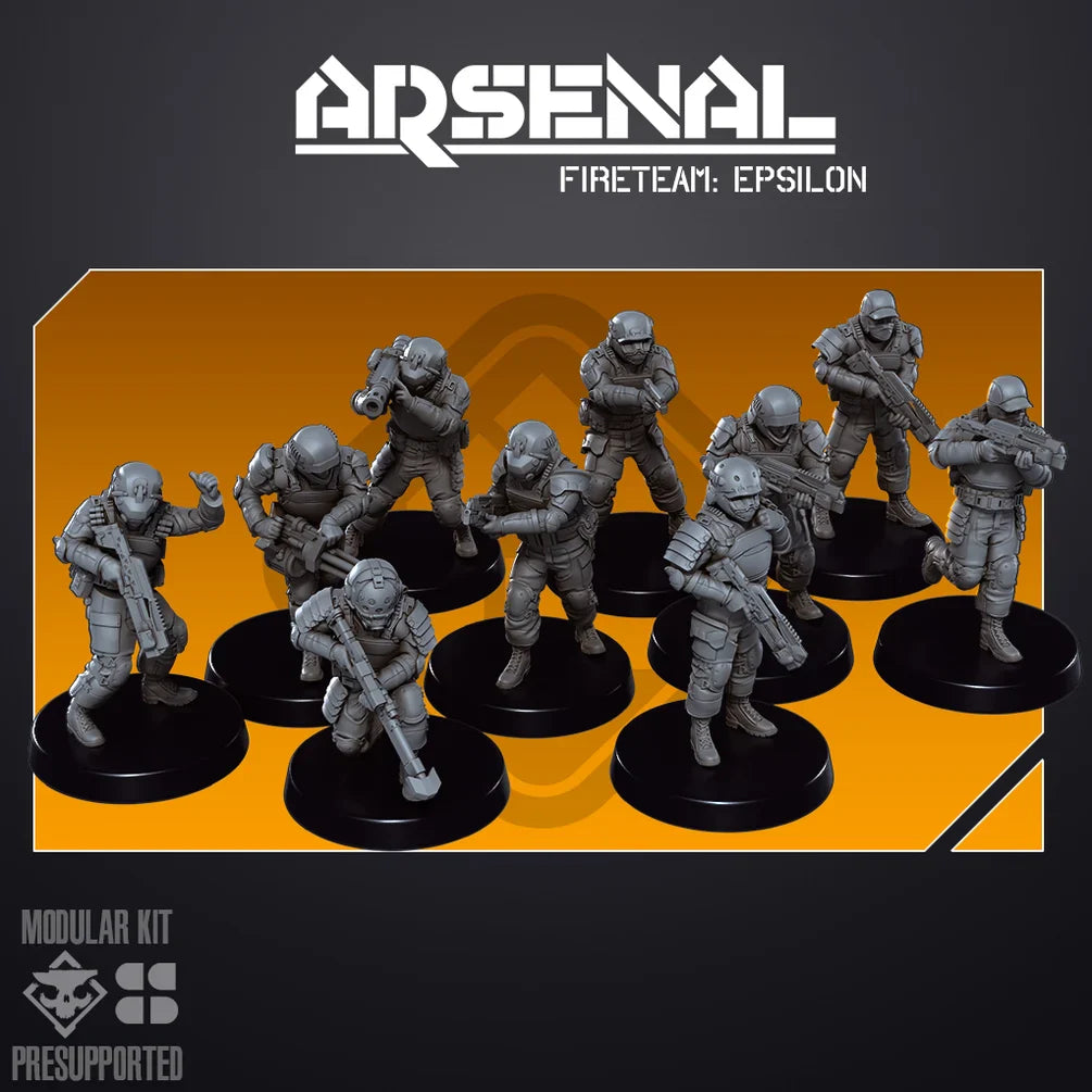 ARSENAL INFANTRY: Fireteam Epsilon | Skullforge Studios 32mm Wargaming Miniatures Role Playing Miniatures