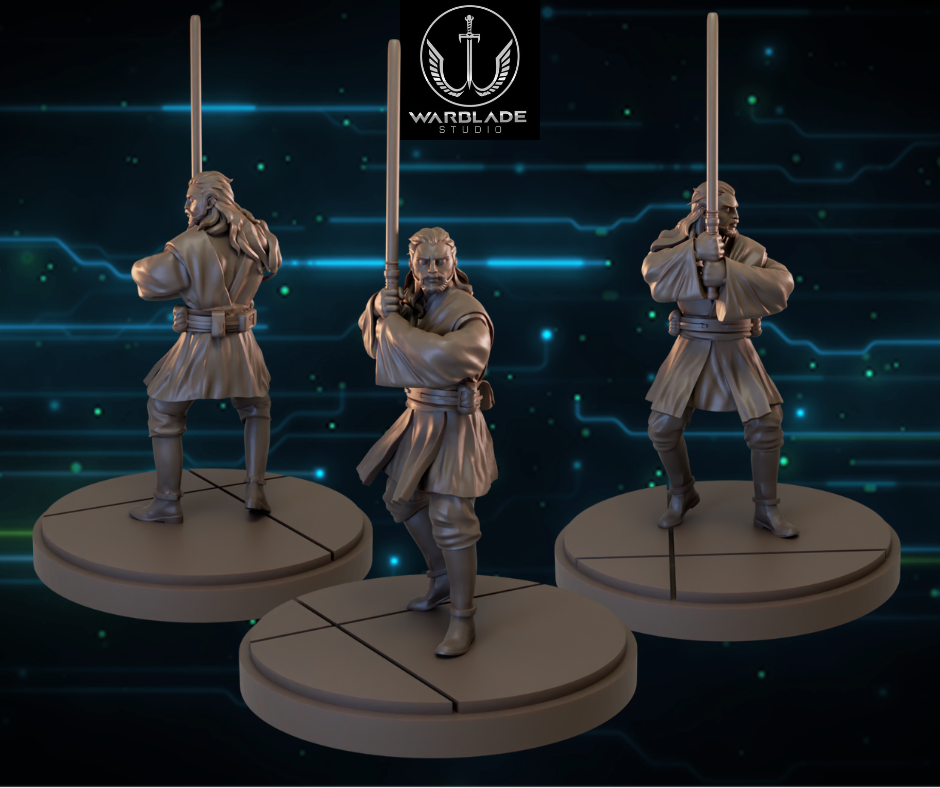 Shatter Scale Qui Gon Jinn 2 | Warblade Studios 40mm Miniatures Role Playing Miniatures
