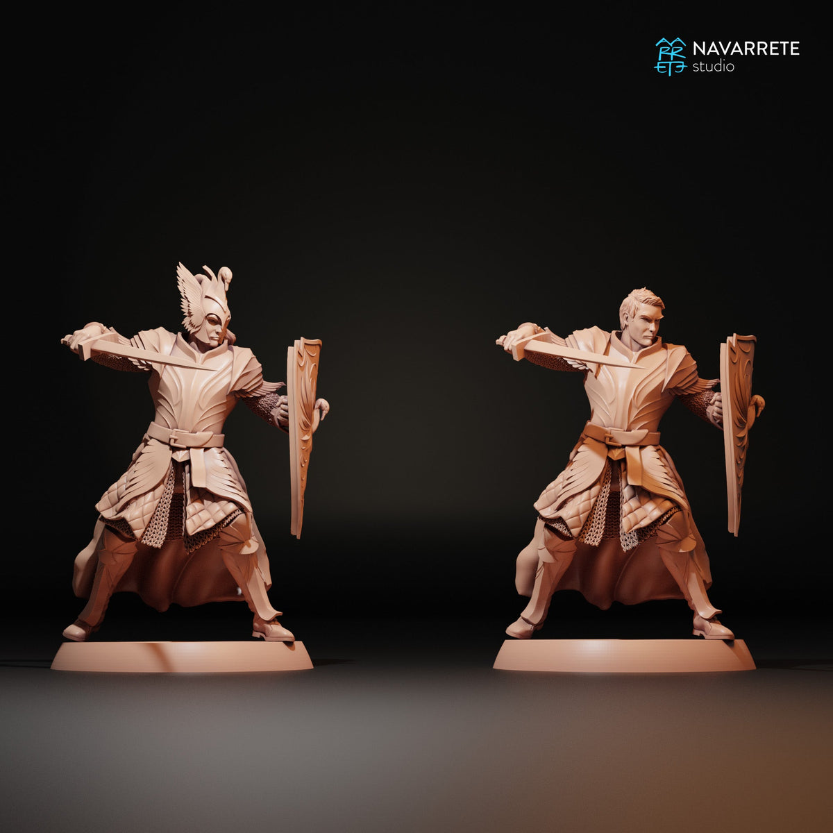 Golden Swan Knights On Foot | Navarrete Studios 25mm Fantasy Wargaming Miniatures