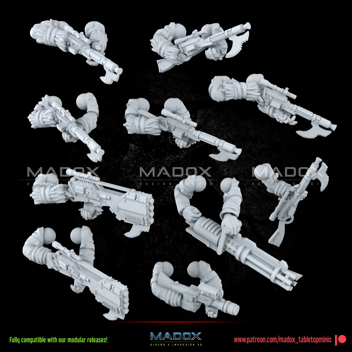 Red Skinned Insurgents Build Kit | Warbear Studios 28mm SciFi Wargaming Miniatures Role Playing Miniatures