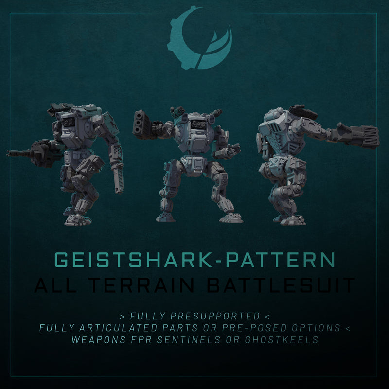 GEISTSHARK-PATTERN ALL TERAIN BATTLESUIT | Maelstrom Designworks Grimdark Wargaming Miniatures