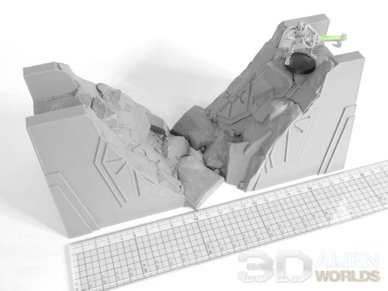 Necrontyr Ruined Wall | 3DAlienWorlds Grimdark Wargaming Terrain Role Playing Miniatures