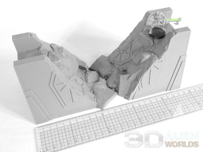 Necrontyr Ruined Wall | 3DAlienWorlds Grimdark Wargaming Terrain Role Playing Miniatures