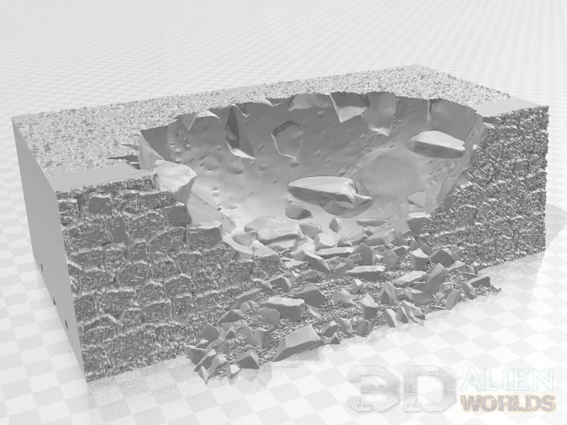 Feudal Japan Ruined Castle Wall | 3DAlienWorlds Fantasy and Historical Wargaming Terrain Role Playing Miniatures