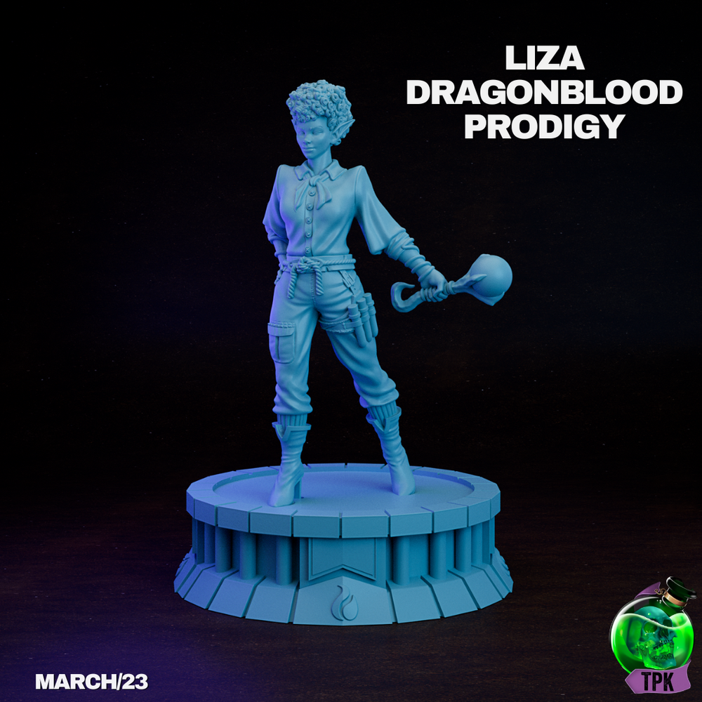 Dragonblood Prodigy Liza | TPK Lab 32mm Fantasy Tabletop RPG Miniatures