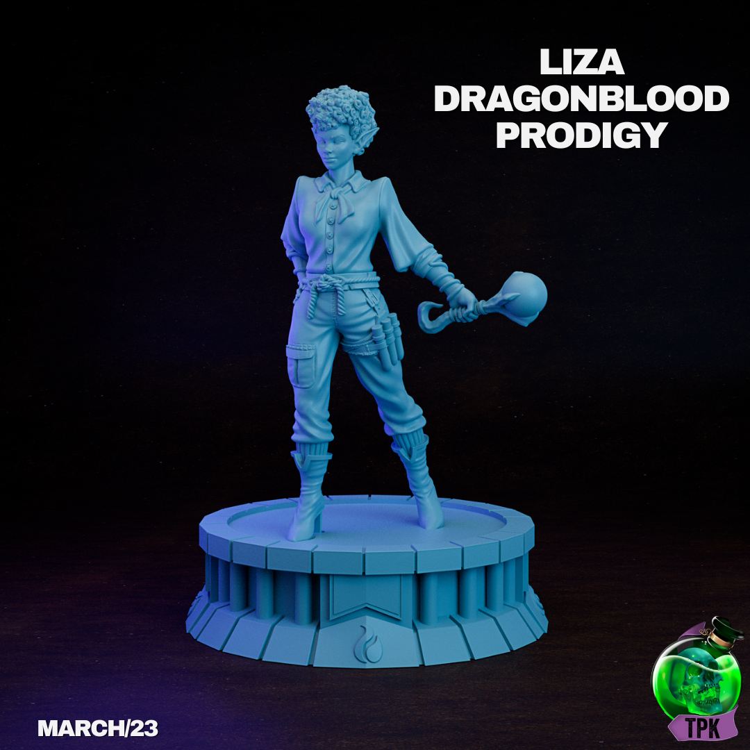 Dragonblood Prodigy Liza | TPK Lab 32mm Fantasy Tabletop RPG Miniatures Role Playing Miniatures