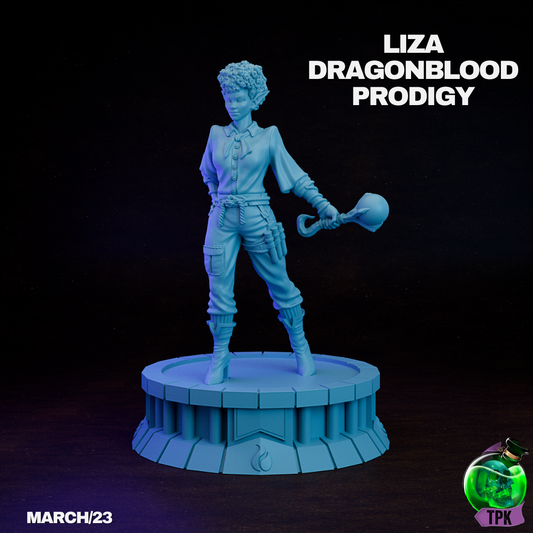 Dragonblood Prodigy Liza | TPK Lab 32mm Fantasy Tabletop RPG Miniatures Role Playing Miniatures