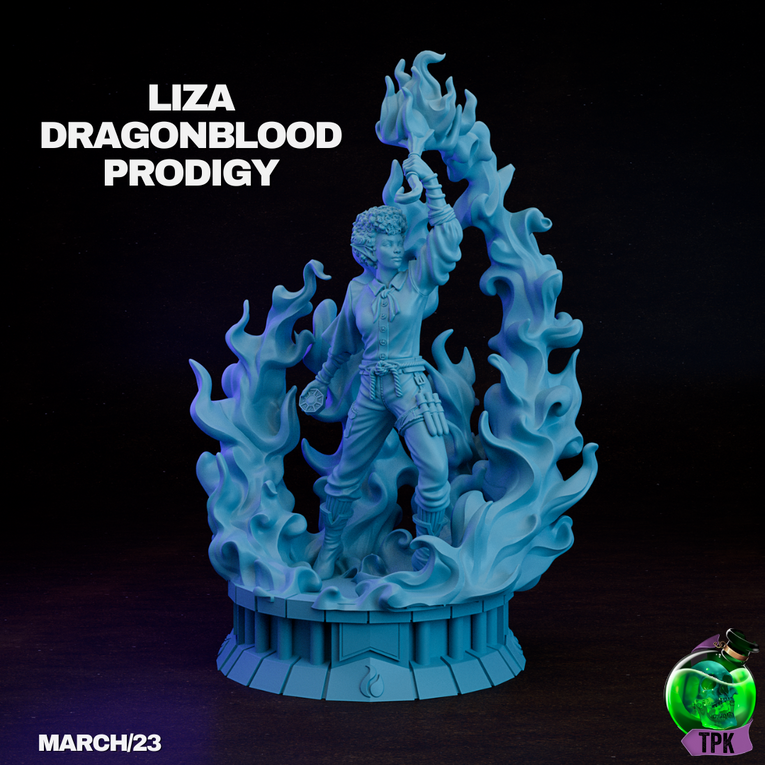 Dragonblood Prodigy Liza 2 | TPK Lab 32mm Fantasy Tabletop RPG Miniatures