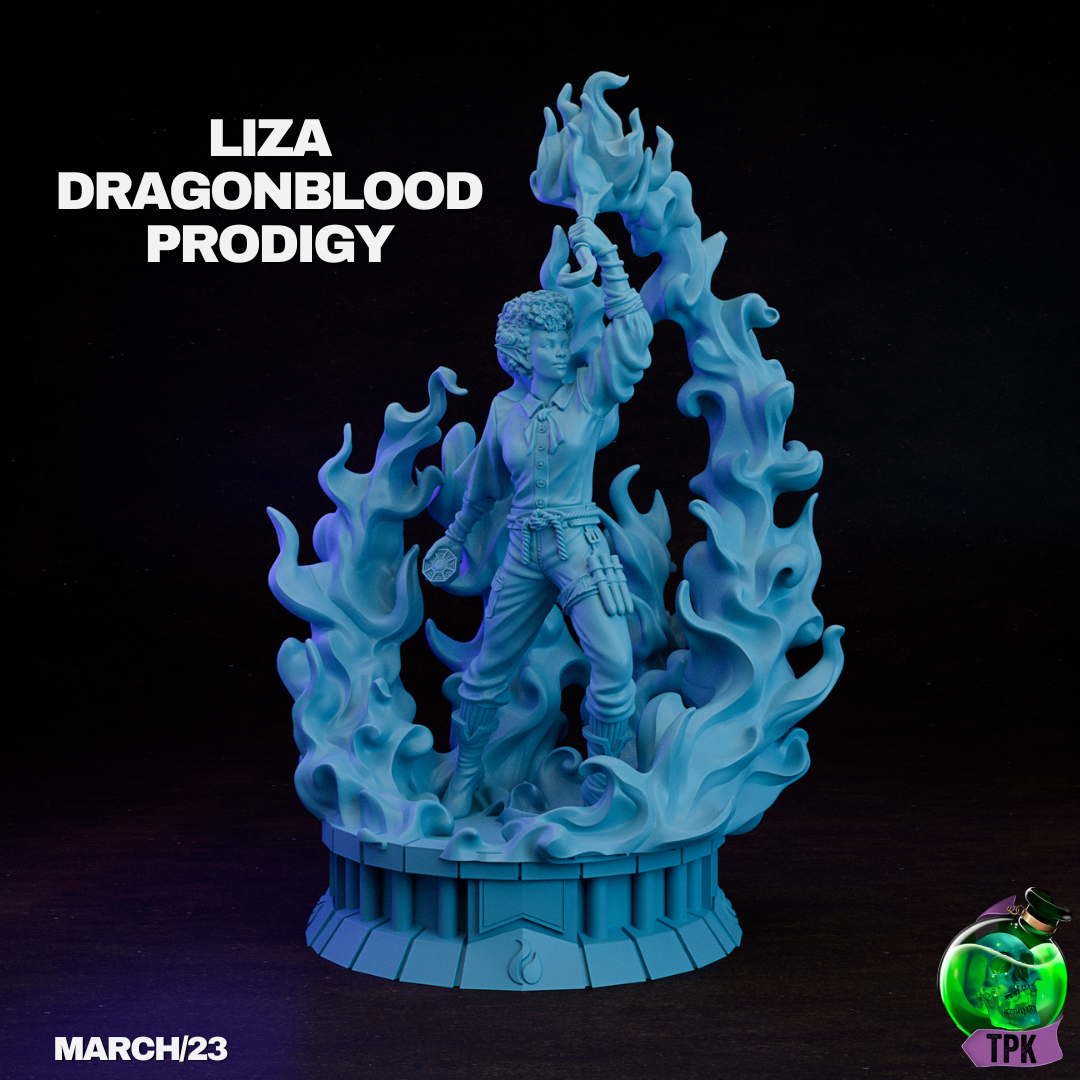 Dragonblood Prodigy Liza 2 | TPK Lab 32mm Fantasy Tabletop RPG Miniatures Role Playing Miniatures