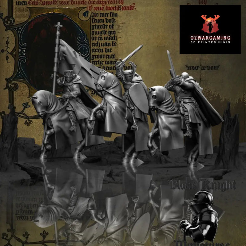 13th Century Teutonic Order Knights Mounted Command | Black Knight Miniatures 28mm Historical Wargaming Miniatures Role