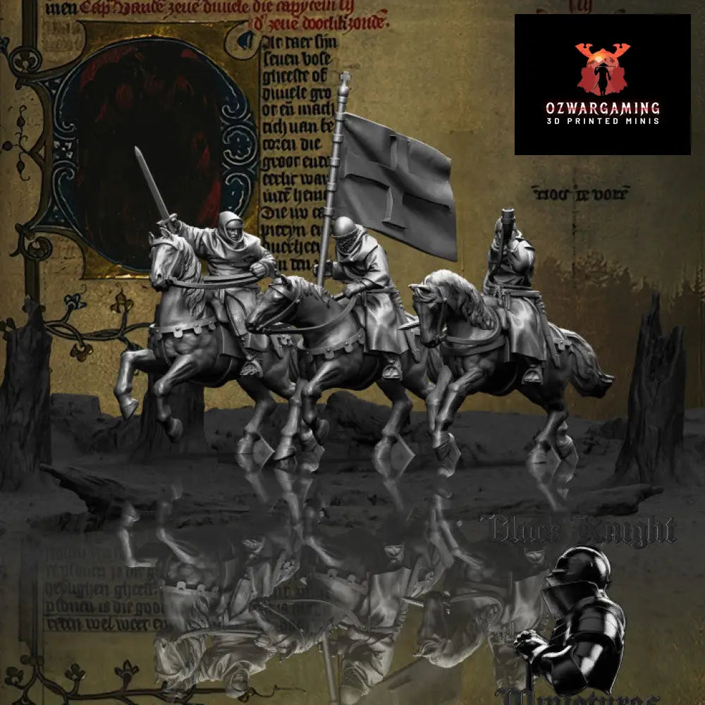 13th Century Teutonic Order Sergeants Mounted Command | Black Knight Miniatures 28mm Historical Wargaming Miniatures