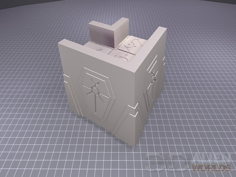 Necrontyr Wall Sections | 3DAlienWorlds Grimdark Wargaming Terrain Corner Wall Role Playing Miniatures