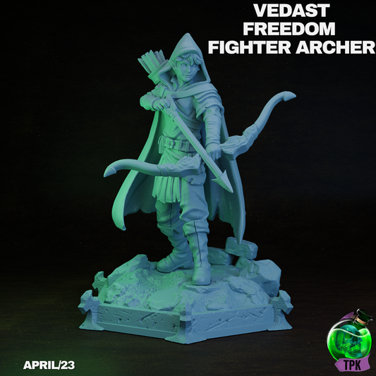 Elven Archer Vedast the Freedom FIghter | TPK Lab 32mm Fantasy Tabletop RPG Miniatures Role Playing Miniatures