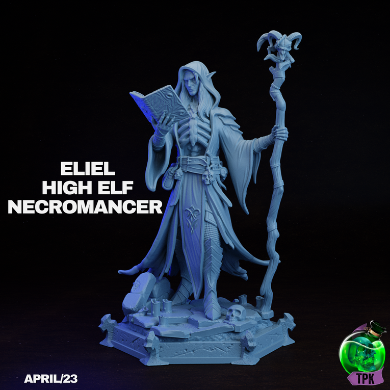 High Elf Necromancr Eliel | TPK Lab 32mm Fantasy Tabletop RPG Miniatures