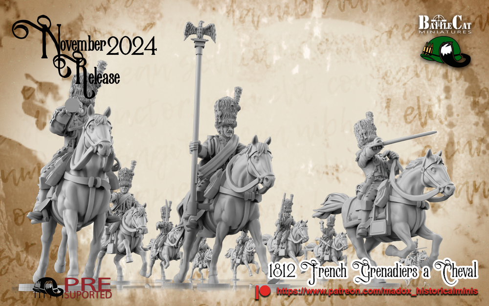 Napoleonic French Grenadiers au Cheval | Battlecat 28mm Historical Wargaming Miniatures