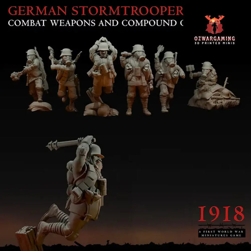 1918 German Stormtrooper Section CCW & Compound Charges | Warfulcrum Games Historical WW1 Miniatures Role Playing