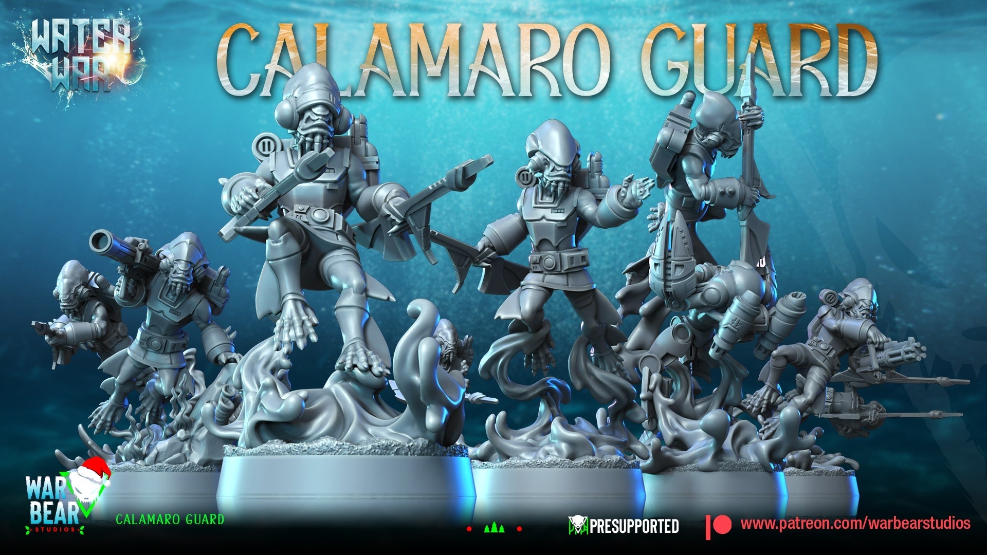 Water War Calamaro Guard Monopose | Warbear Studios 28mm SciFi Wargaming Miniatures Role Playing Miniatures