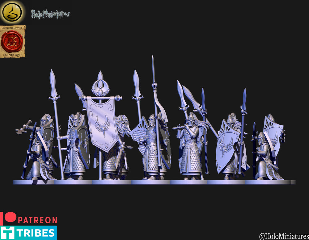 High Elves Spearmen Unit 2.0 | Holominiatures 28mm Fantasy Wargaming Miniatures