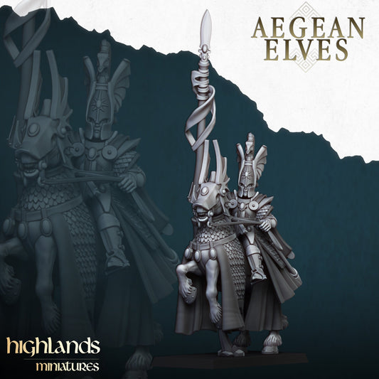 Aegean Elves Mounted Lord| Highlands Miniatures 28/32mm Fantasy Wargaming Miniatures Role Playing Miniatures