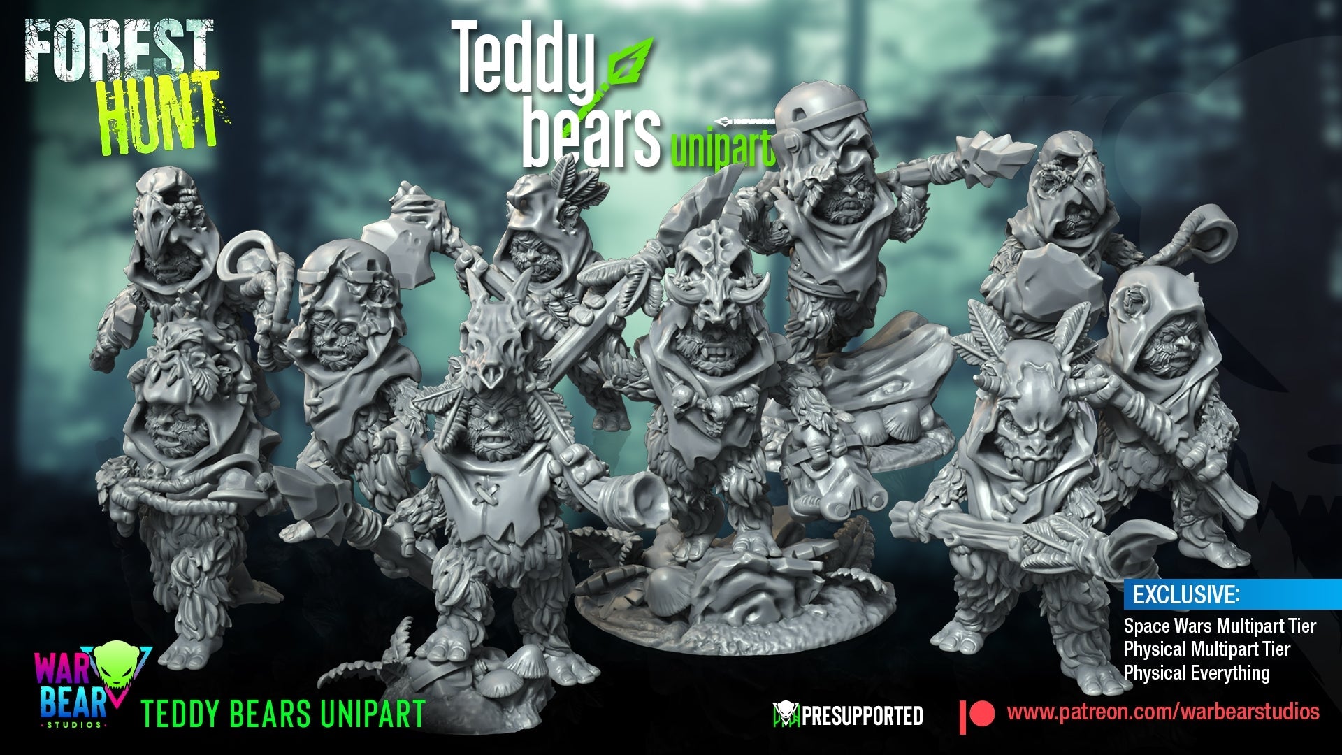 Forest Hunt Teddy Bears | Warbear Studios 28mm SciFi Wargaming Miniatures Role Playing Miniatures