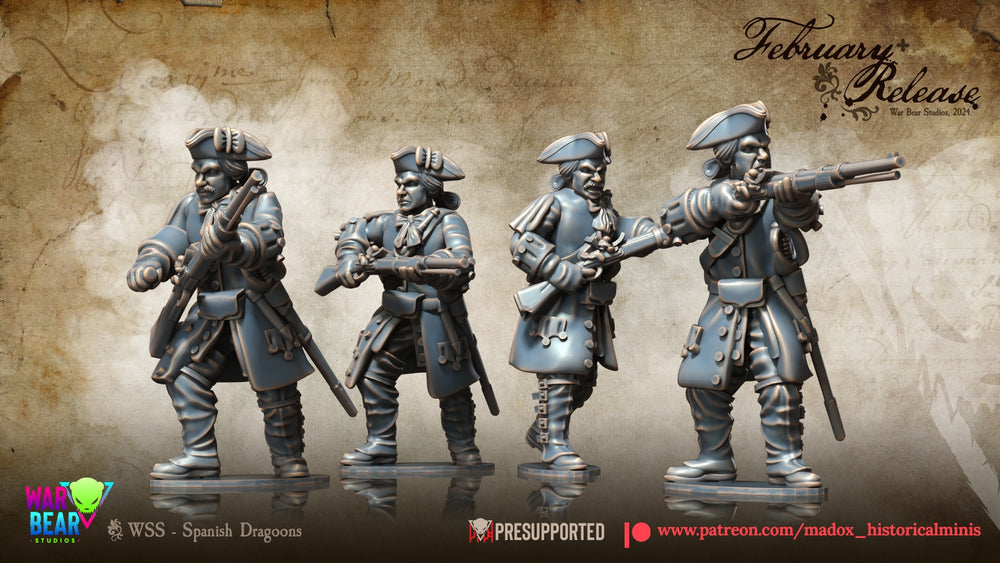 SYW / 7YW Spanish Dragoons Dismounted | Warbear Studios 28mm Historical Wargaming Miniatures