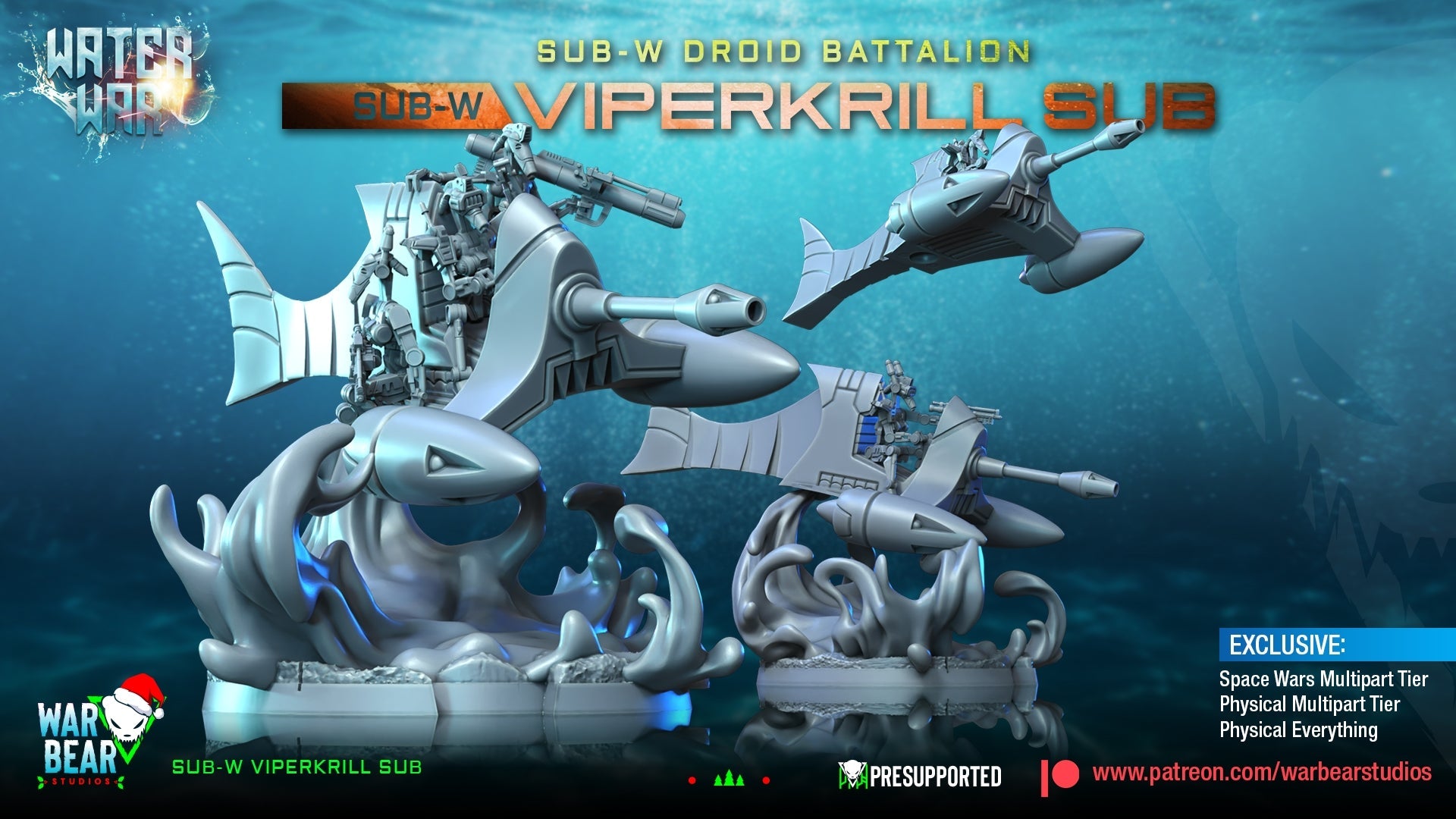 Water War Viperkrill Sub | Warbear Studios 28mm SciFi Wargaming Miniatures Role Playing Miniatures