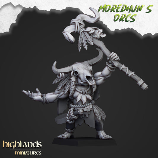 Moredhun’s Feral Orcs Shaman | Highlands Miniatures 28/32mm Fantasy Wargaming Miniatures Role Playing Miniatures