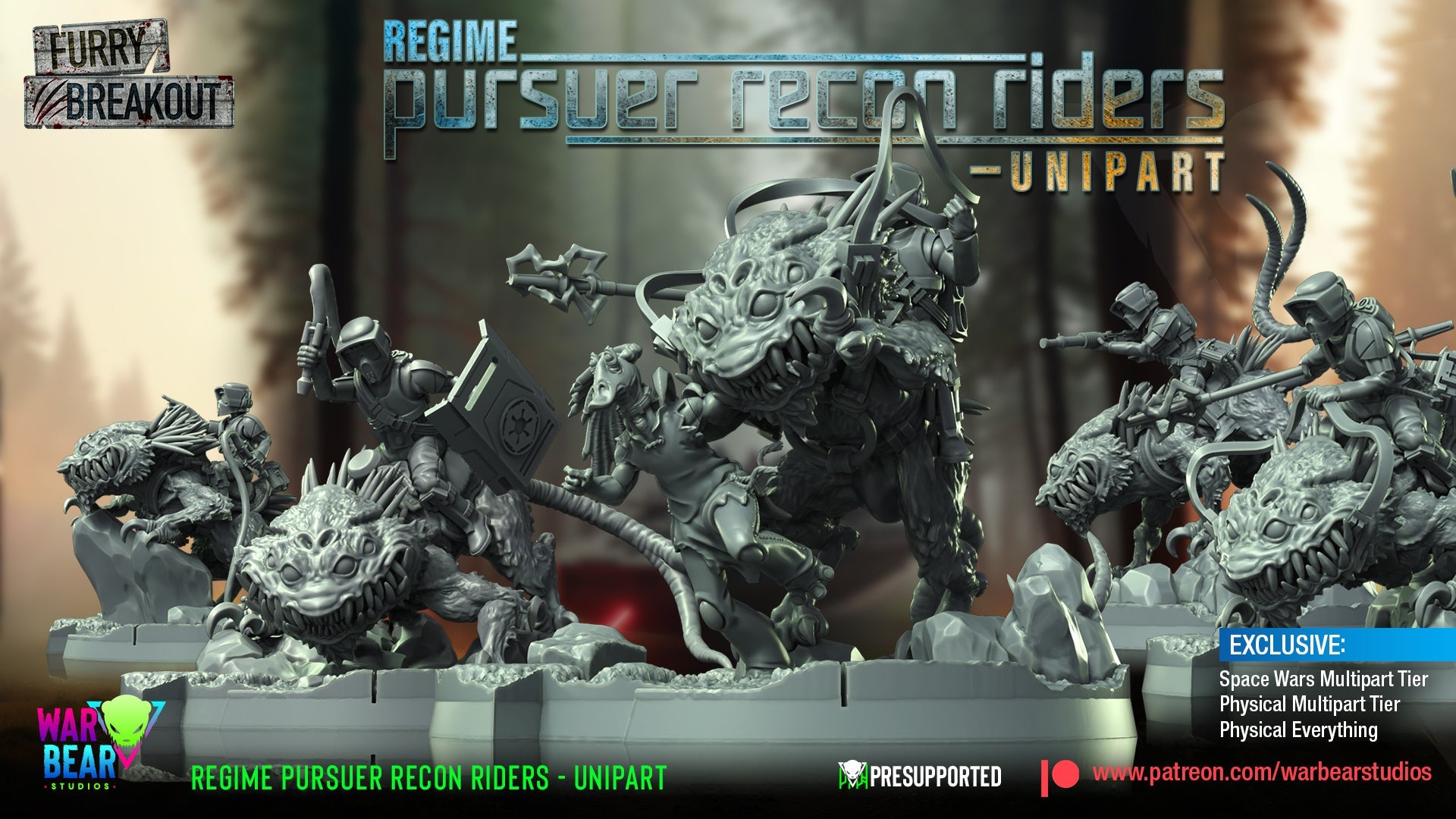 Breakout Regime Pursuer Recon Riders Monopose | Warbear Studios 28mm SciFi Wargaming Miniatures Role Playing Miniatures