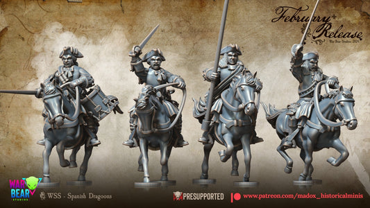 SYW / 7YW Spanish Dragoons Mounted | Warbear Studios 28mm Historical Wargaming Miniatures Role Playing Miniatures