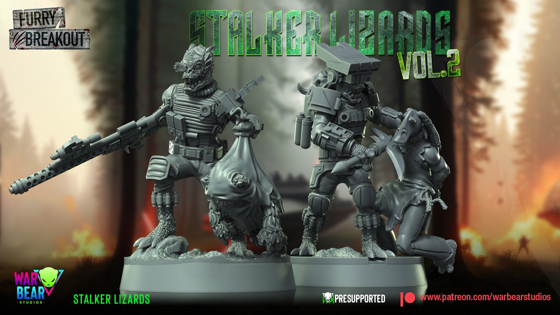 Breakout Stalker Lizards 2 | Warbear Studios 28mm SciFi Wargaming Miniatures Role Playing Miniatures