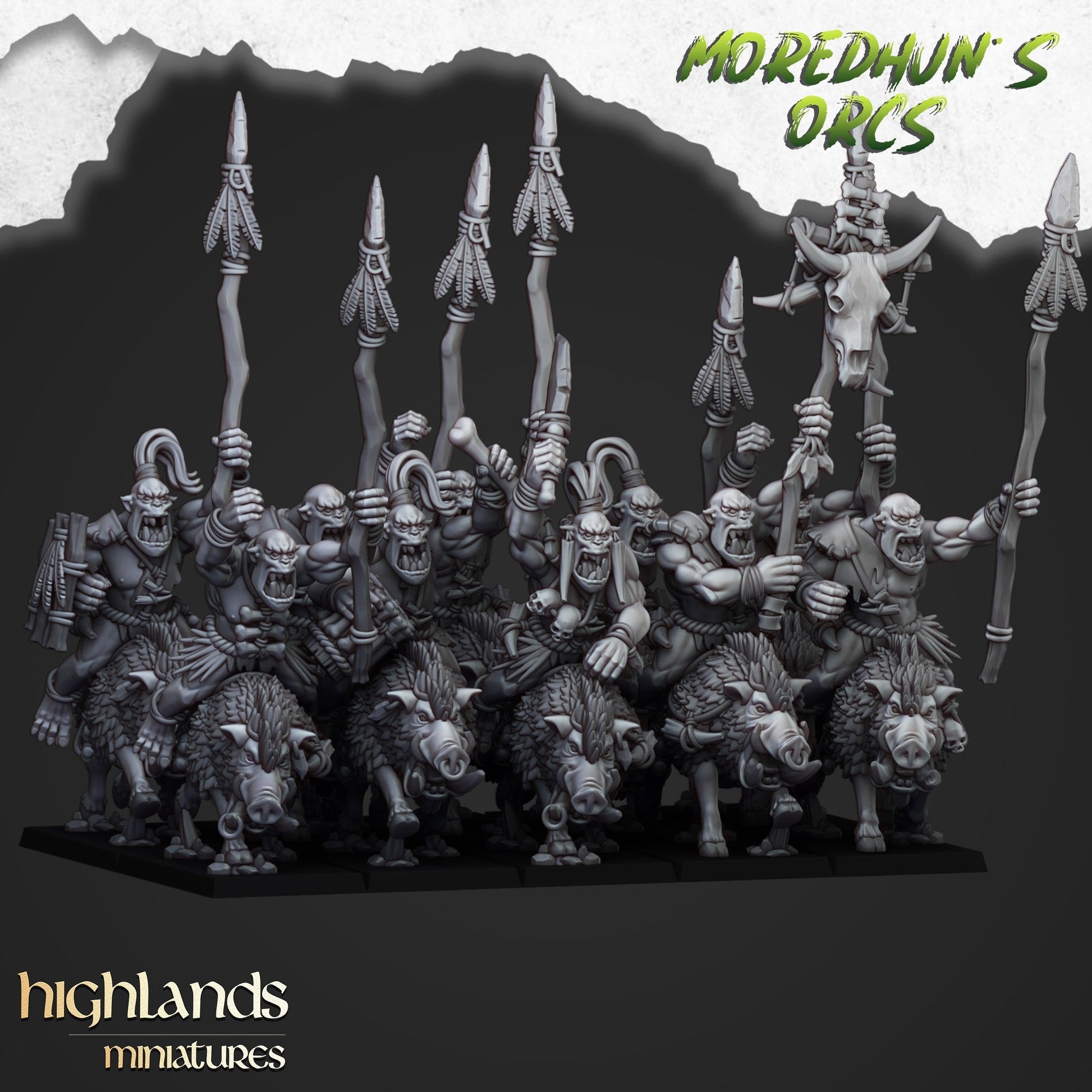 Moredhuns Feral Orcs Cavalry | Highlands Miniatures 28/32mm Fantasy Wargaming Miniatures Role Playing Miniatures