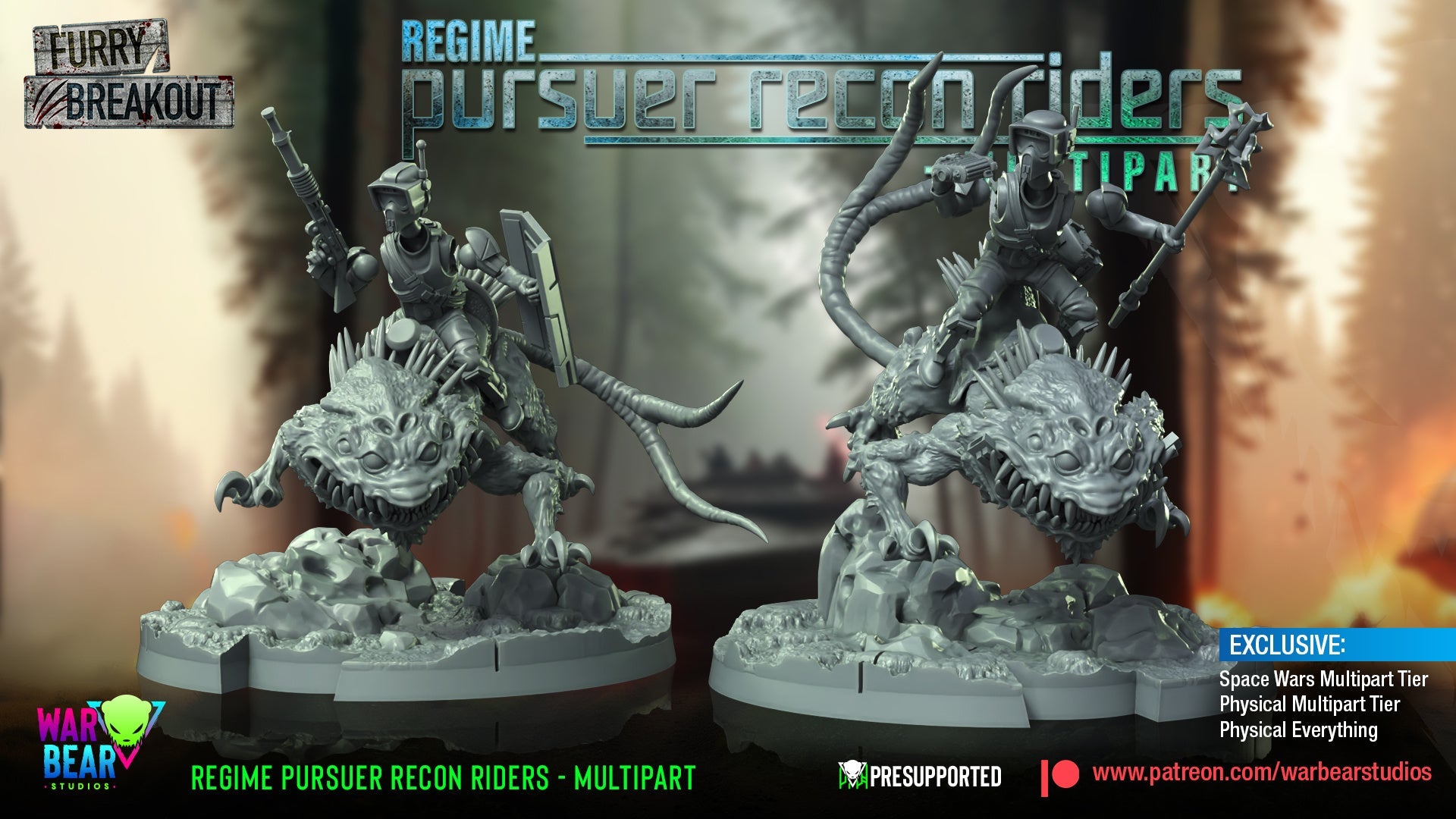Breakout Regime Pursuer Recon Riders Build Kit | Warbear Studios 28mm SciFi Wargaming Miniatures Role Playing Miniatures
