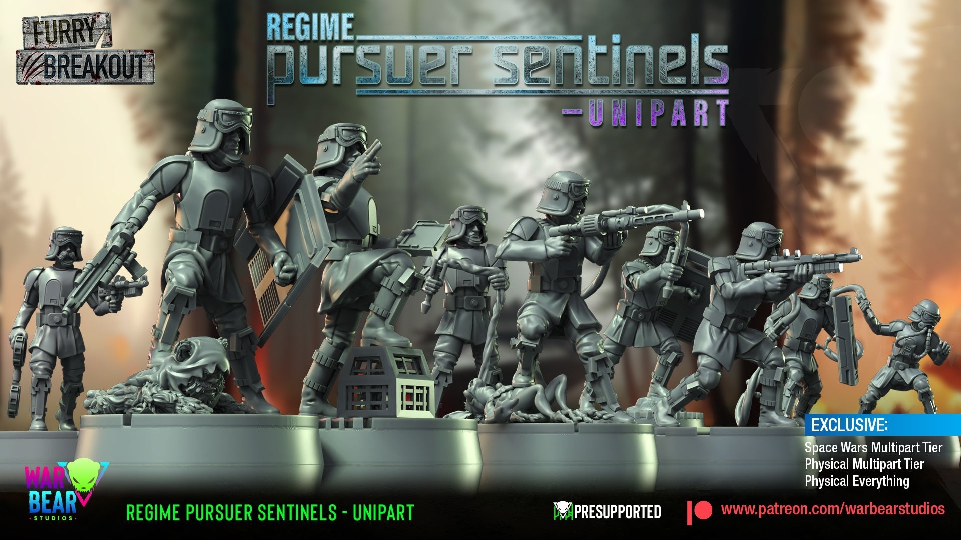 Breakout Regime Pursuer Sentinels Monopose | Warbear Studios 28mm SciFi Wargaming Miniatures Role Playing Miniatures