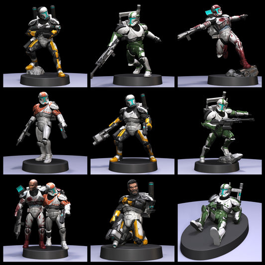 Clone Army Commandos |Galactic Armory 32mm SCI-FI Wargaming Miniatures Role Playing Miniatures