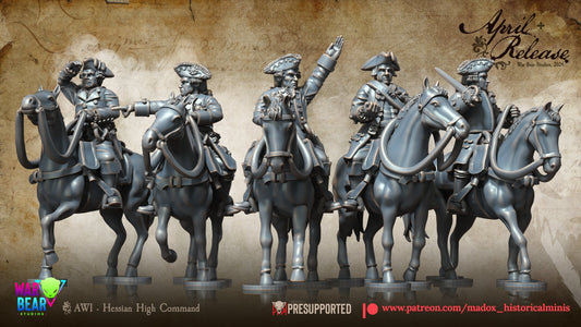 AWI Hessian High Command Pack | Warbear Studios 28mm Historical Wargaming Miniatures Role Playing Miniatures
