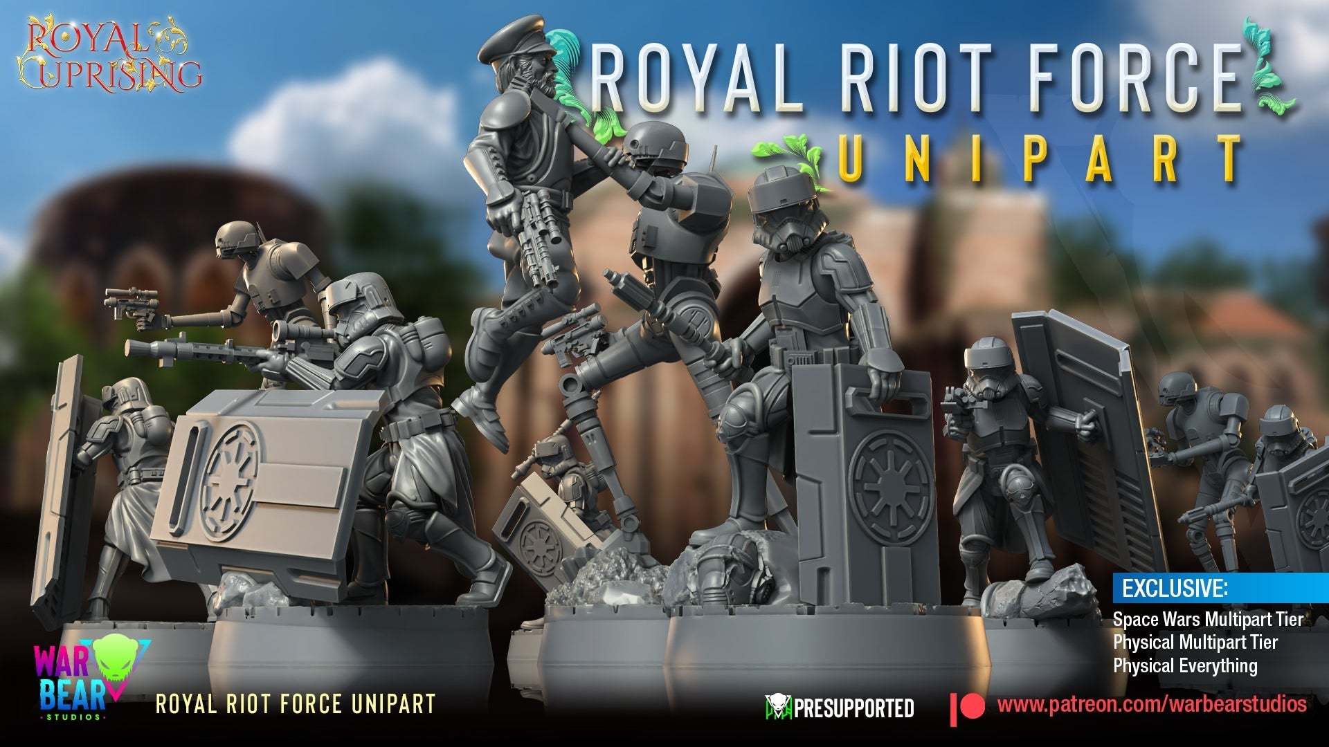 Royal Uprising Royal Riot Force Monopose | Warbear Studios 28mm SciFi Wargaming Miniatures Role Playing Miniatures
