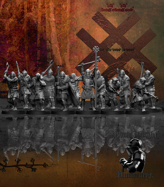 13th Century Samogitian Axe men | Black Knight Miniatures 28mm Historical Wargaming Miniatures Role Playing Miniatures