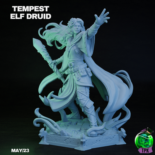 Tempest Elf Druid | TPK Lab 32mm Fantasy Tabletop RPG Miniatures Role Playing Miniatures
