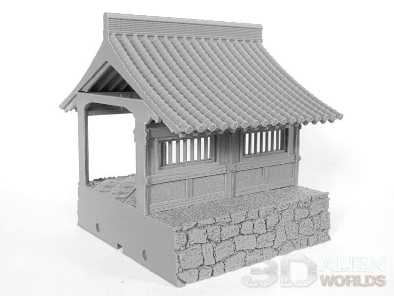 Feudal Japan Temple Walls | 3DAlienWorlds Fantasy and Historical Wargaming Terrain Straight with Roof Role Playing