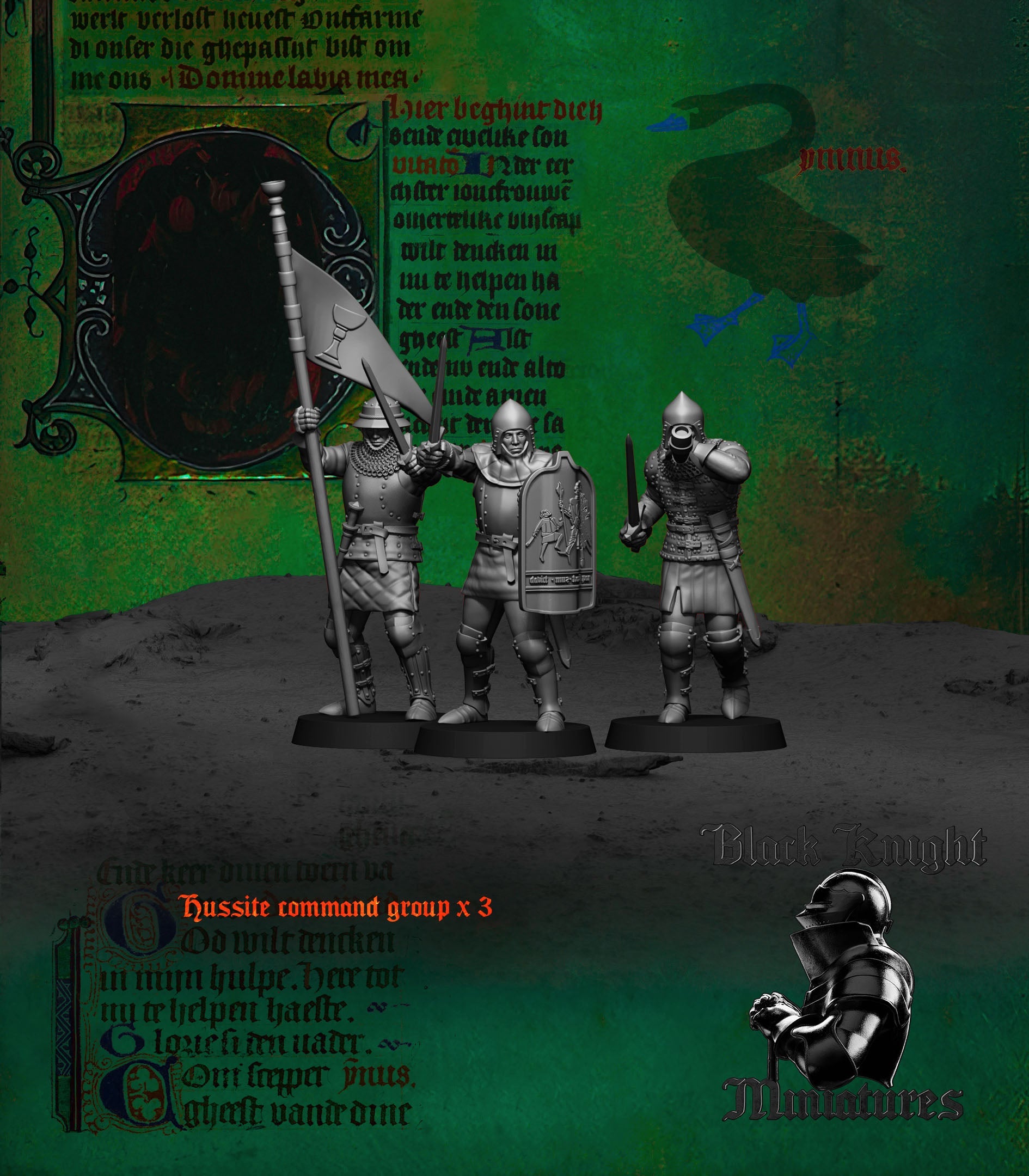 15th Century Hussite Command Group | Black Knight Miniatures 28mm Historical Wargaming Miniatures Role Playing