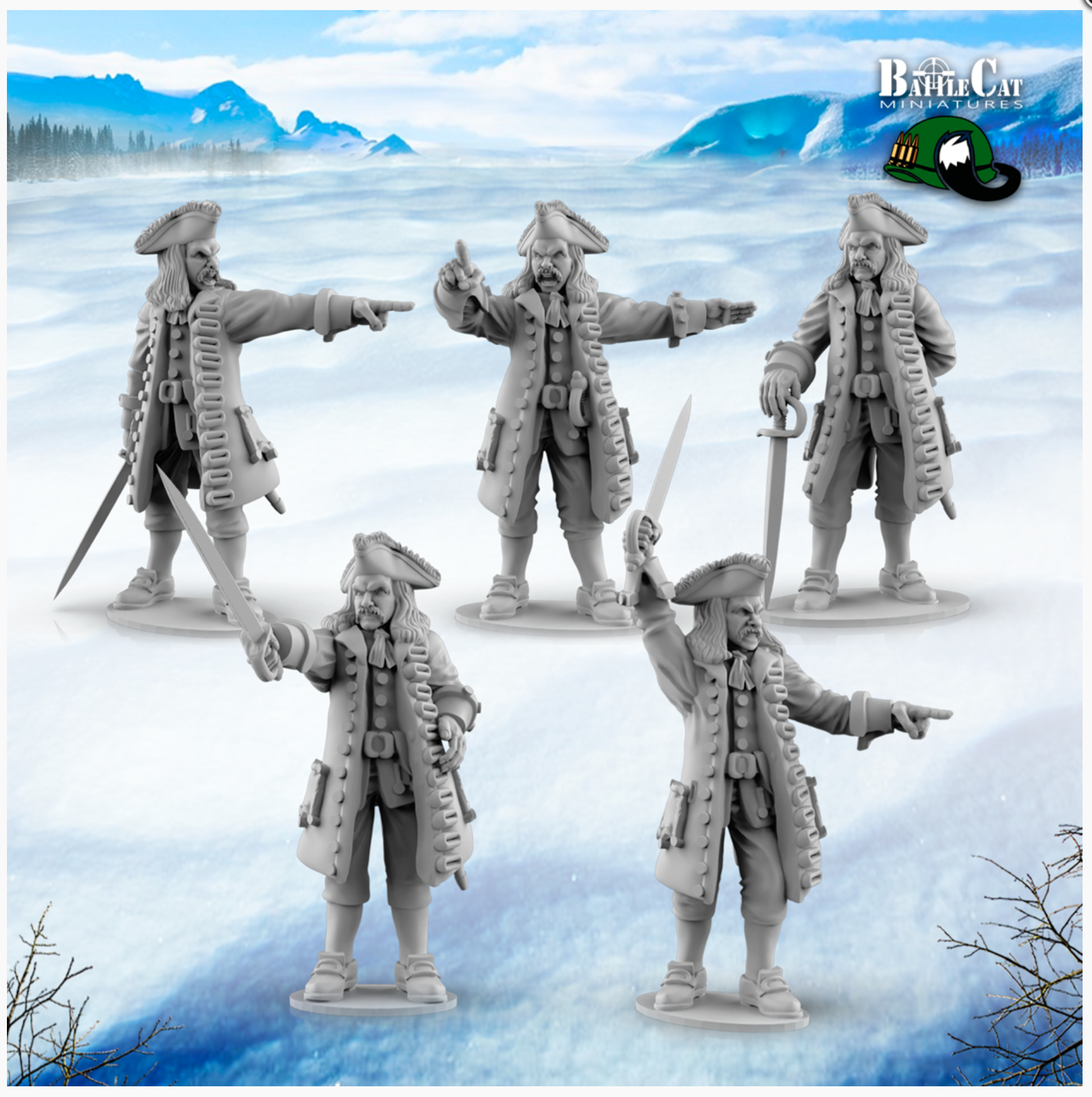 GNW Swedish Officers On Foot | Battlecat 28mm Historical Wargaming Miniatures Role Playing Miniatures