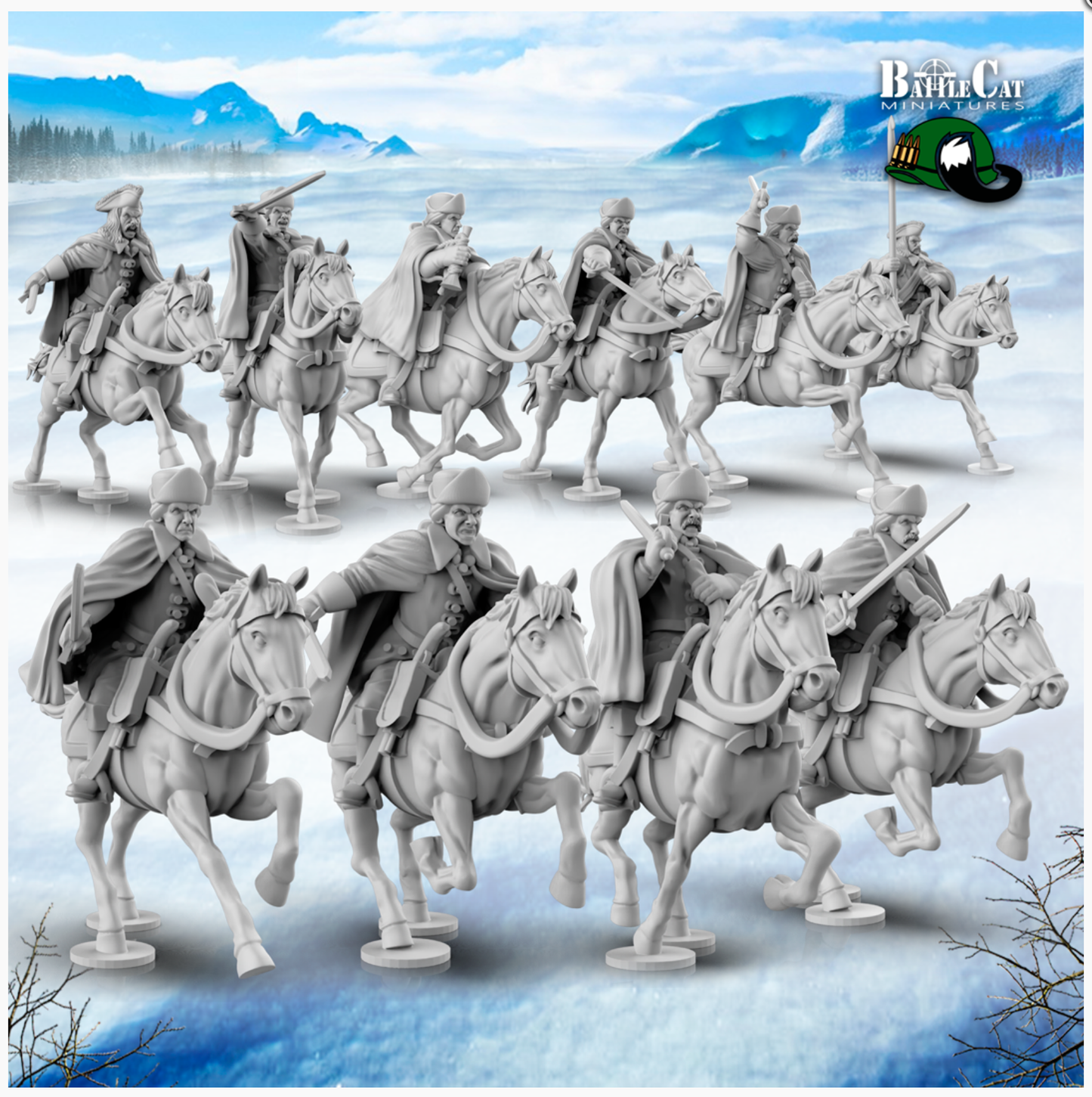 GNW Swedish Cavalry with Cloaks | Battlecat 28mm Historical Wargaming Miniatures Role Playing Miniatures