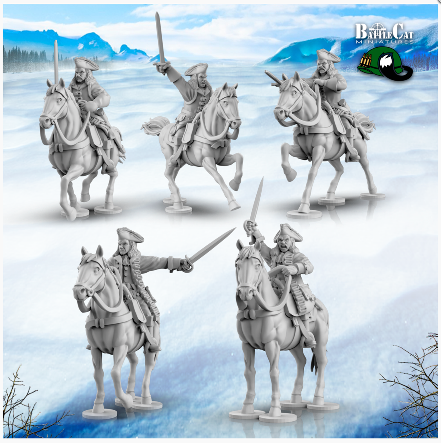 GNW Swedish Mounted Officers | Battlecat 28mm Historical Wargaming Miniatures Role Playing Miniatures