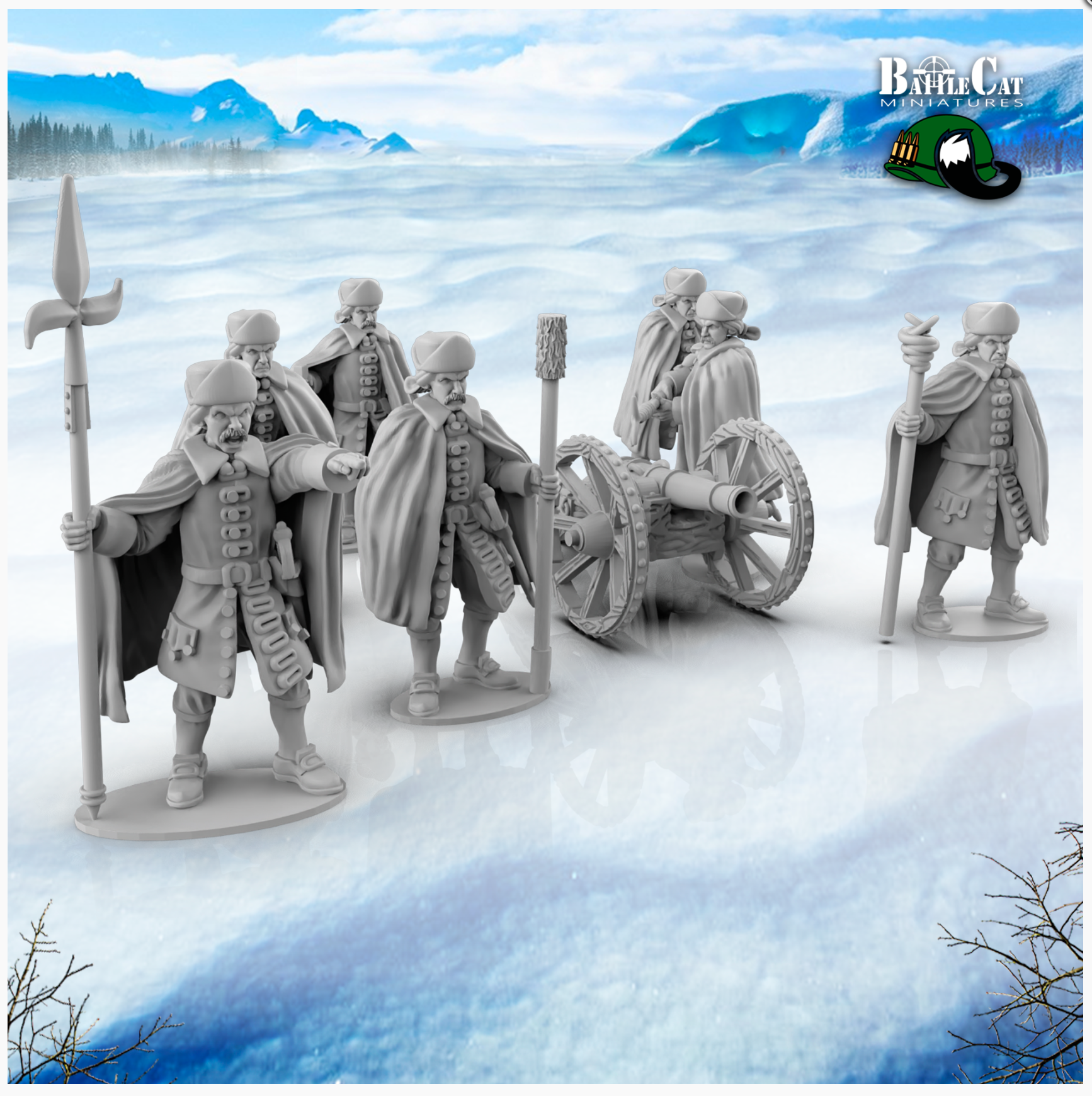 GNW Swedish Artillery with Coats | Battlecat 28mm Historical Wargaming Miniatures Role Playing Miniatures