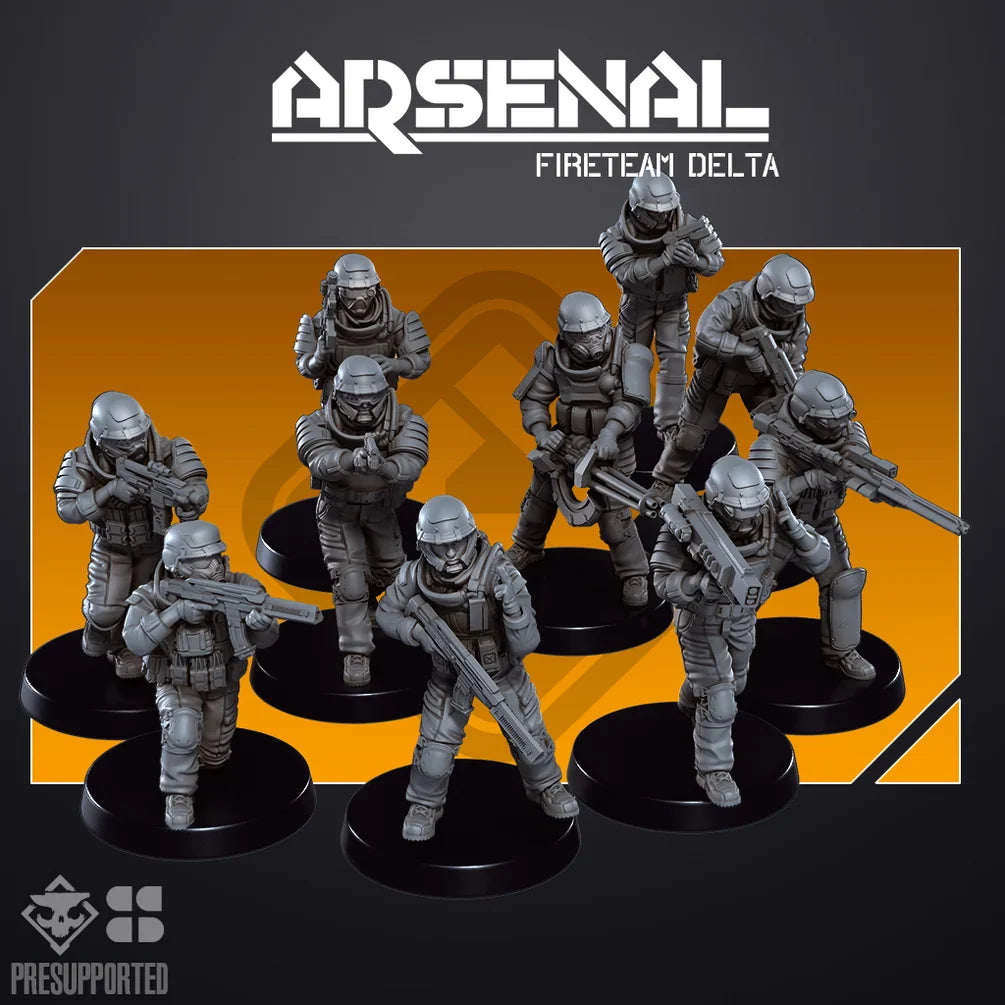 ARSENAL INFANTRY: Fireteam Delta | Skullforge Studios 32mm Wargaming Miniatures Role Playing Miniatures